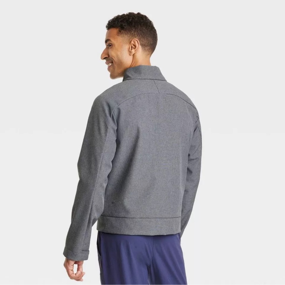 All In Motion Men's Winter Wind-Resistant Softshell Jacket, Heathered Gray, M - Picture 2 of 3